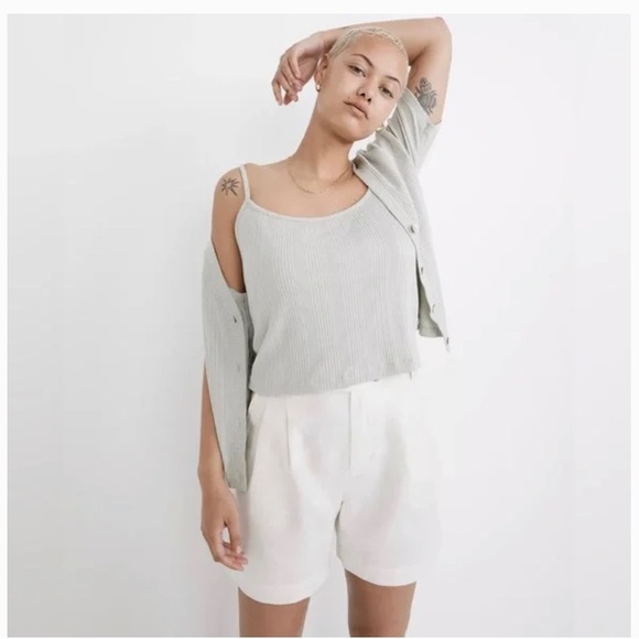 Madewell Pointelle Cardigan Twin Set in Ashen Sage Size XXS NF467 - Picture 2 of 5